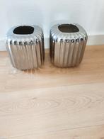 2 zilverkleurige bloempotten, Tuin en Terras, Bloempotten, Overige materialen, Vierkant, Binnen, Ophalen of Verzenden