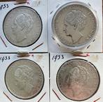 Vier zilveren  wilhelmina  rijksdaalders  ( grof haar ), Zilver, Ophalen of Verzenden, Koningin Wilhelmina, Losse munt