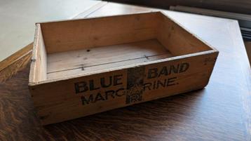 Vintage houten kistje Blue Band beschikbaar voor biedingen