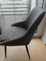 6 grijze eetkamerstoelen met zwarte poten, Ophalen, Zo goed als nieuw, Stof, Vijf, Zes of meer stoelen