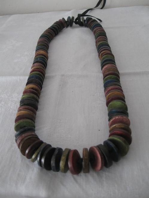 Bijzondere ketting schijfjes kralen als nieuw, Sieraden, Tassen en Uiterlijk, Kettingen, Zo goed als nieuw, Overige materialen