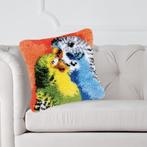 Smyrna, latch hook kussen, diy kit, parkieten, zelf maken, D, Nieuw, Ophalen of Verzenden, D