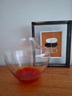 Vintage vaas, glas, oranje, helder glas, Huis en Inrichting, Woonaccessoires | Vazen, Minder dan 50 cm, Glas, Ophalen of Verzenden