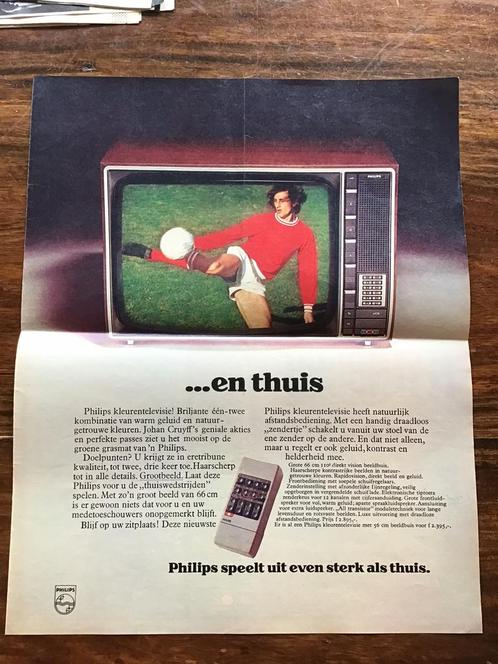 Voetbal reklame Philips Johan Cruijff maart 1974, Verzamelen, Sportartikelen en Voetbal, Gebruikt, Ajax, Ophalen of Verzenden