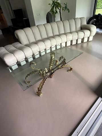 Unieke Brutalist Bronzen Salontafel met Facet Geslepen Glasp beschikbaar voor biedingen