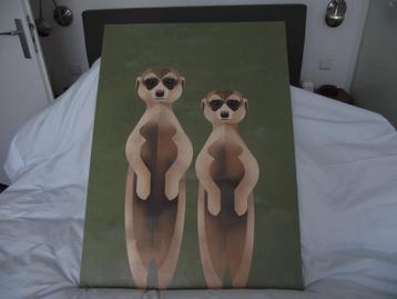 wanddecoratie hout print Stokstaartjes Dieter Braun 80x60 cm beschikbaar voor biedingen