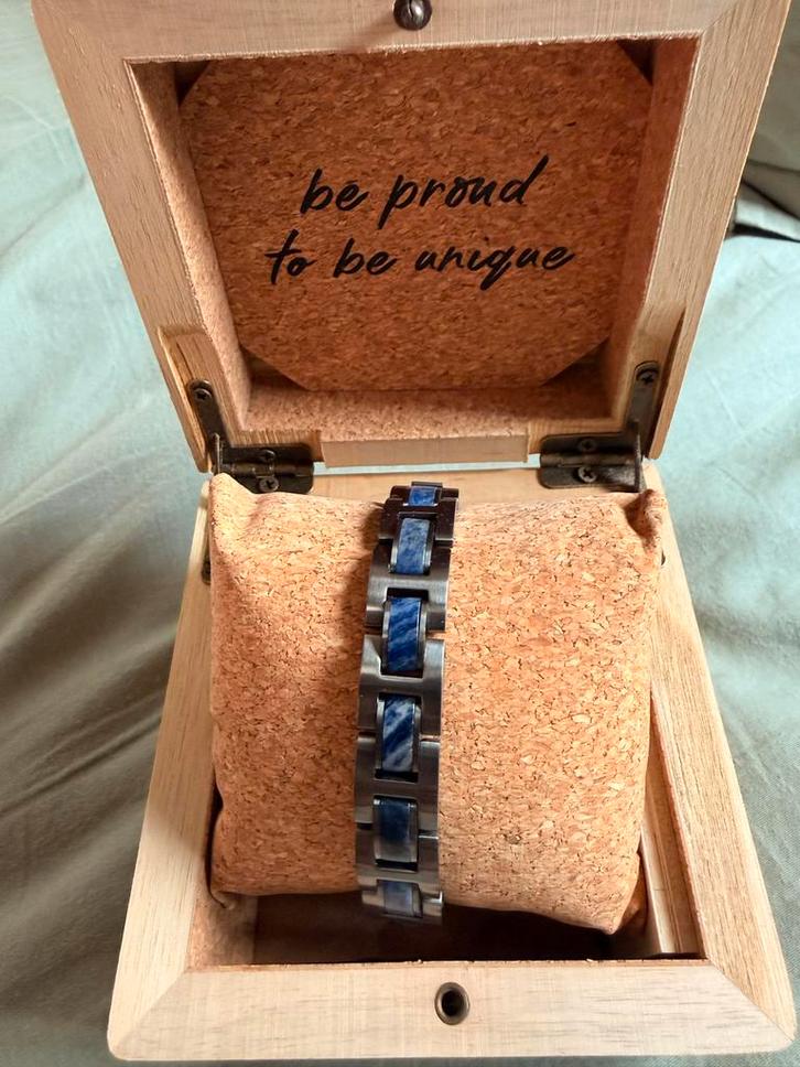 Herenarmband FORTISSIMO, Sieraden, Tassen en Uiterlijk, Armbanden, Nieuw, Staal, Blauw, Met edelsteen, Ophalen