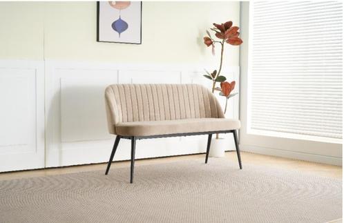 Lichtroze Teddy eetkamerbankje – Nieuw in Doos, Huis en Inrichting, Stoelen, Nieuw, Eén, Metaal, Stof, Overige kleuren, Ophalen of Verzenden