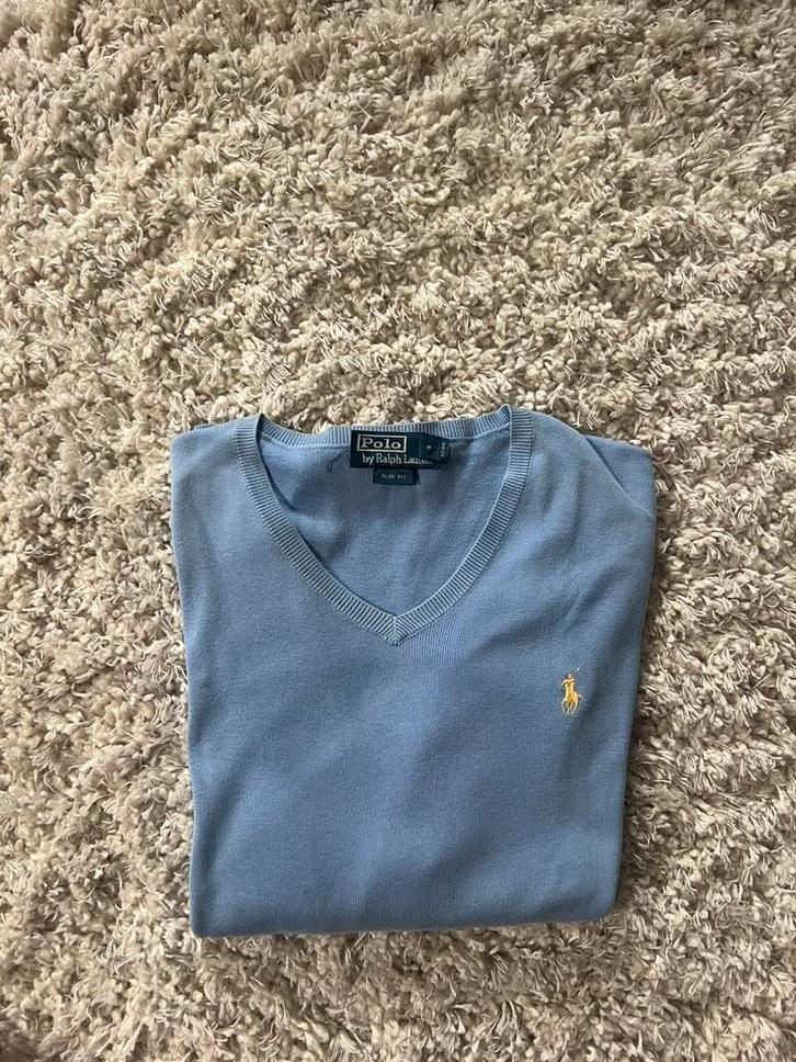 Ralph Lauren V-hals Trui - Maat M, Kleding | Heren, Truien en Vesten, Zo goed als nieuw, Maat 48/50 (M), Blauw, Ophalen of Verzenden