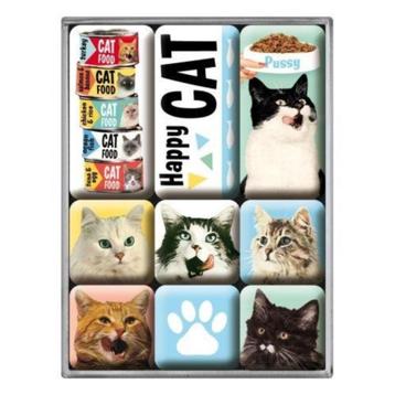 Happy cats katten poes magneetset reclame magneetjes  beschikbaar voor biedingen