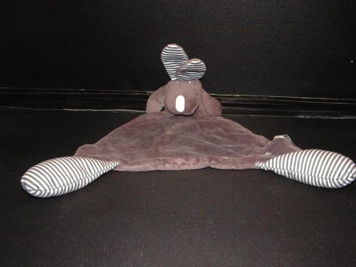 BAMBINO KONIJN KNUFFELDOEK DRIEHOEKIG VELOURS, Kinderen en Baby's, Speelgoed | Knuffels en Pluche, Nieuw, Overige typen, Verzenden