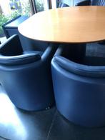 Leolux Eethoek, Blauw Leer, Jaren 90, Ophalen, Gebruikt, 100 tot 150 cm, Vier personen