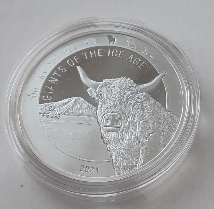 1 ounce zilveren giants of Ice age, Postzegels en Munten, Edelmetalen en Baren, Zilver, Ophalen of Verzenden