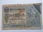 Oude 5 mark bankbiljet uit 1917 Duitsland, Postzegels en Munten, Ophalen of Verzenden, Duitsland, Los biljet