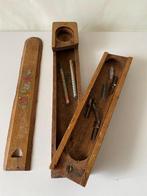 Antiek houten pennendoos/uitschuifdeksel en scharnieren, Ophalen of Verzenden