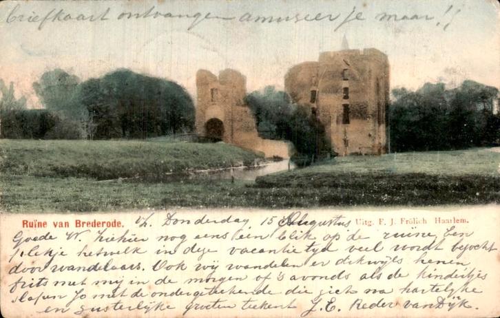 Brederode - Ruïne - van Brederode, Verzamelen, Ansichtkaarten | Nederland, Gelopen, Noord-Holland, Voor 1920, Ophalen of Verzenden