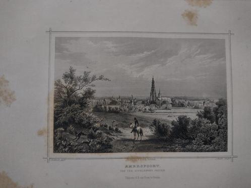 040 / Amersfoort van de Appelweg Gezien Staalgravure 1860, Antiek en Kunst, Kunst | Etsen en Gravures, Ophalen of Verzenden
