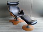 Variér (Stokke) Tok (Zwart Leder), Prachtig!, Huis en Inrichting, Fauteuils, Ophalen, Metaal, Zo goed als nieuw, Variér