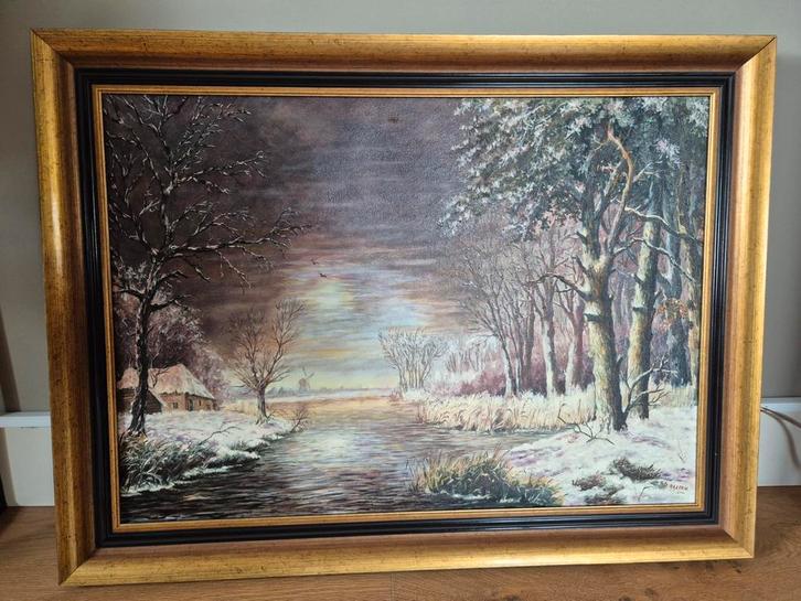 Schilderij Winterlandschap D. Aalten, Antiek en Kunst, Kunst | Schilderijen | Klassiek, Ophalen