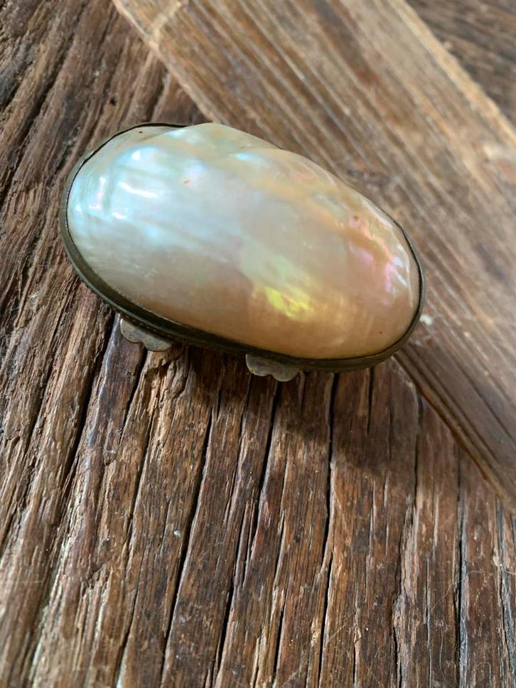 Antiek Parelmoer Ei Doosje trinket box, Antiek en Kunst, Curiosa en Brocante, Ophalen of Verzenden