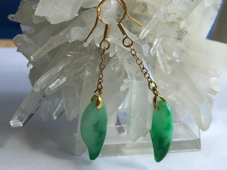 Natuurlijk jade jadeiet oorbellen ( FEI CUI), Sieraden, Tassen en Uiterlijk, Oorbellen, Nieuw, Zilver, Groen, Met edelsteen, Verzenden