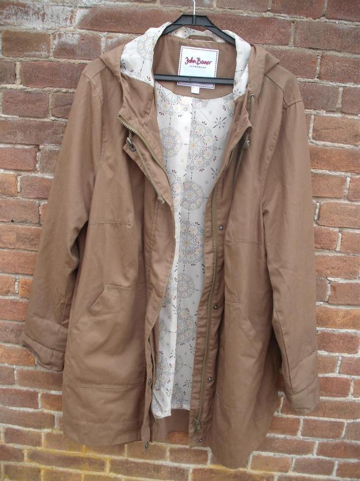 John Baner maat 48 groene damesjas herfstjas 1x gedragen, Kleding | Dames, Jassen | Zomer, Zo goed als nieuw, Maat 46/48 (XL) of groter
