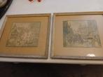 2x Anton Pieck   etsen in oude lijsten, Antiek en Kunst, Ophalen of Verzenden