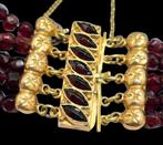 Antiek Granaat & Gouden Armband met 5 Rijen Granaat steentje, Verzenden, Goud, Armband