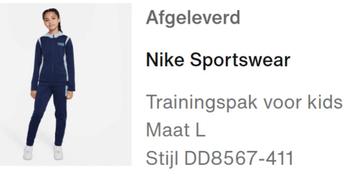 Te koop: Nike Sportswear trainingspak, mt. L, z.g.a.n.