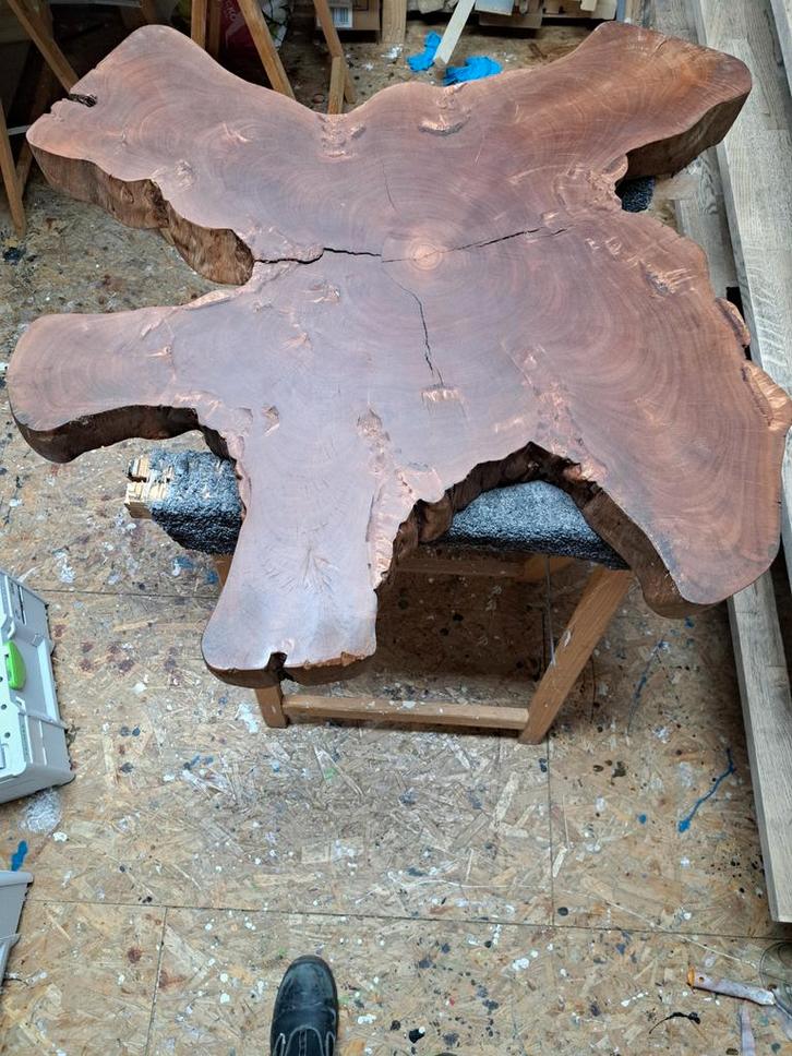 Uniek Houten Tafelblad 111x109x8 cm- Boomstam Design, Huis en Inrichting, Woonaccessoires | Overige, Zo goed als nieuw, Ophalen