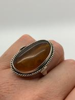 V894 Prachtige zilveren barnsteen ring maat 20, Sieraden, Tassen en Uiterlijk, Ringen, 19 tot 20, Ophalen of Verzenden, X, Met edelsteen
