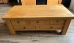 Massief lichteiken salontafel met lades., Ophalen, Gebruikt, 100 tot 150 cm, Eikenhout