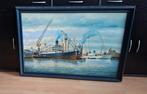 Mooi groot schilderij van de haven van Rotterdam 100x70x4 cm, Ophalen
