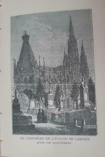 26/ Brussel Le Cimetière de L'Eglise Laeken Houtgravure 1892 beschikbaar voor biedingen