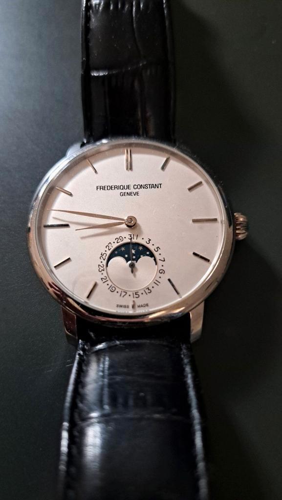 Frederique Constant Polshorloge met Maanfase, Sieraden, Tassen en Uiterlijk, Horloges | Antiek, Polshorloge, Breitling, Staal