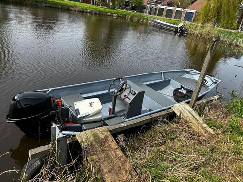 Aluminium Platbodem 25 pk, Watersport en Boten, Platbodems, Gebruikt, Tot 6 meter, Aluminium, Benzine, Ophalen