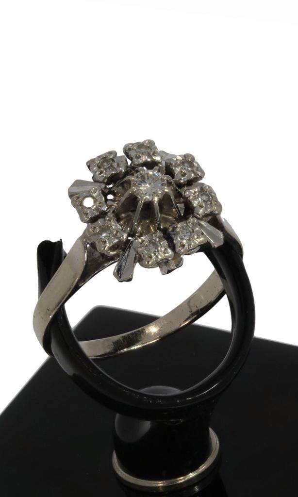 Diamanten 14k gouden luxe rozet entourage ring briljant dame, Sieraden, Tassen en Uiterlijk, Ringen, Zo goed als nieuw, Dame, Kleiner dan 17