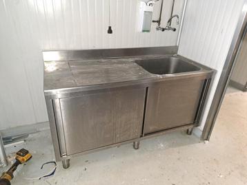 Rvs spoeltafel rvs wasbakje.  beschikbaar voor biedingen