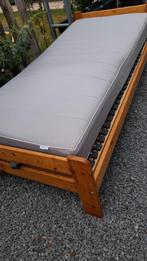 1 persoons ledikant met matras, Ophalen, 90 cm, Eenpersoons, Bruin