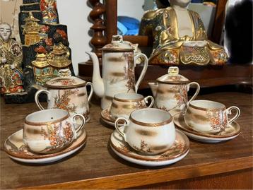 Antiek Japans Kutani koffieservies  handbeschilderd, ca.1930 beschikbaar voor biedingen