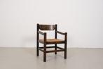 Vintage robuuste stoel met rieten zitting, Ophalen, Riet of Rotan, Gebruikt, Mid-century, rieten zitting, vintage