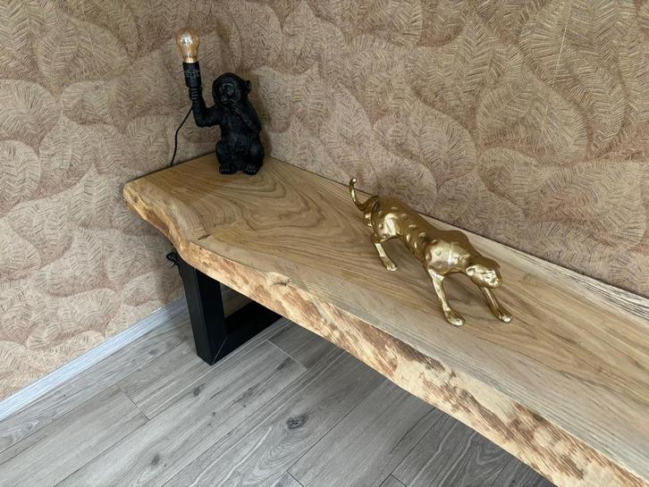 Boomstam schaaldeel uit een stuk eiken essen beuken, Huis en Inrichting, Tafels | Sidetables, Nieuw, Rechthoekig, Ophalen of Verzenden