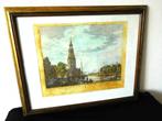 Prent oud Amsterdam in lijst gesigneerd S. Fokke 1760, Antiek en Kunst, Ophalen
