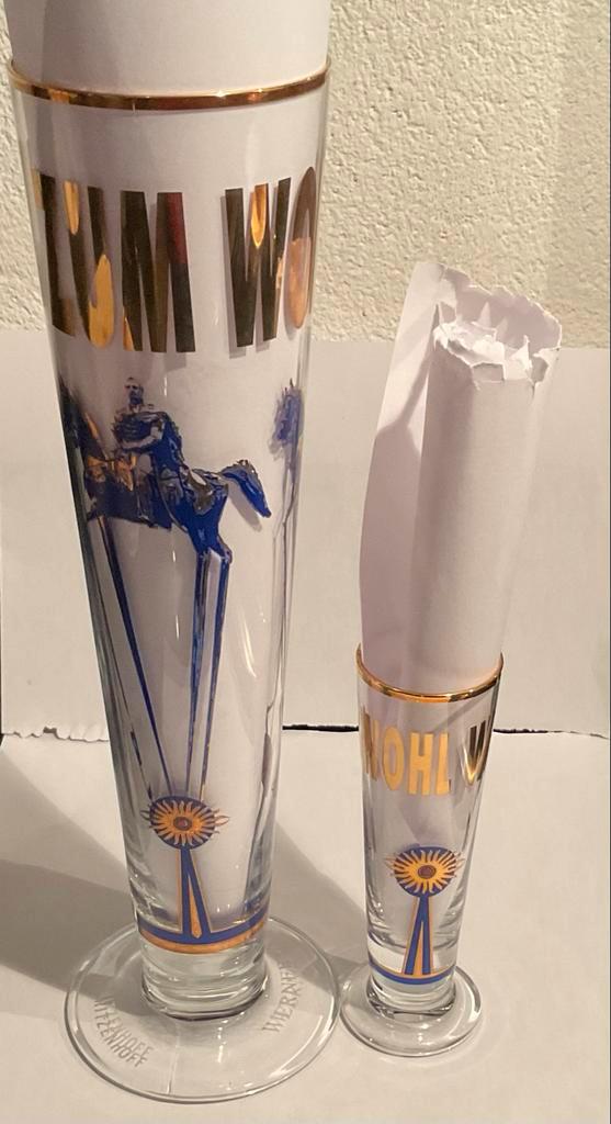 Ritzenhoff Bierglas & Schnapsglas - Werner Pawlok 1995, Antiek en Kunst, Antiek | Glas en Kristal, Ophalen of Verzenden