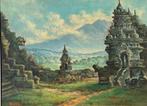 D Saleh Indonesisch olieverf hindoeïstische tempel java, Antiek en Kunst, Ophalen of Verzenden