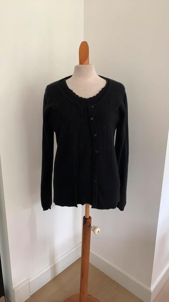 Zwart “wollen” twinset van Riverwoods, mt S/M, Kleding | Dames, Truien en Vesten, Gedragen, Maat 36 (S), Zwart, Verzenden