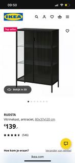 Vitrine kastje zwart metaal, Huis en Inrichting, Kasten | Vitrinekasten, Ophalen, 50 tot 100 cm, Zo goed als nieuw, Minder dan 100 cm