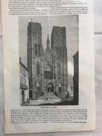 Vier oude gravures, 1850, Brussel, o.a. Sainte-Gudule, prima, Antiek en Kunst, Kunst | Etsen en Gravures, Ophalen of Verzenden