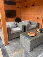 Rotan Tuinset met Glazen Tafelblad, Tuin en Terras, Tuinsets en Loungesets, Ophalen, 4 zitplaatsen, Gebruikt, Eettafel