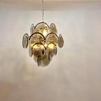 Vistosi Design kroonluchter 70's rookglas met chrome, Ophalen of Verzenden, Gebruikt, Glas